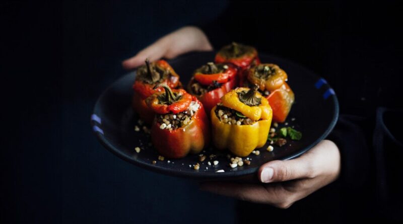 a plate of painted peppers